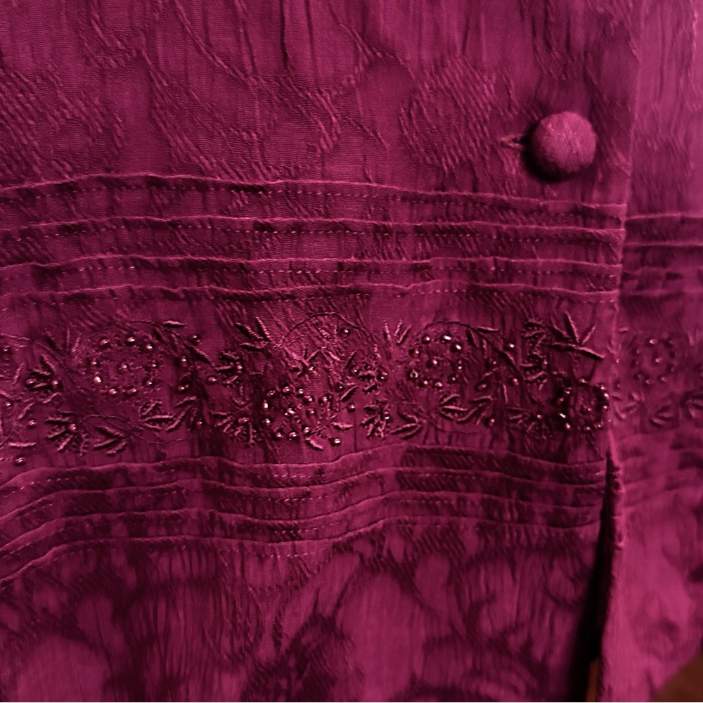 K Studio Dress & Blazer 12 Floral Maroon Jacquard Vintage - Picture 12 of 13